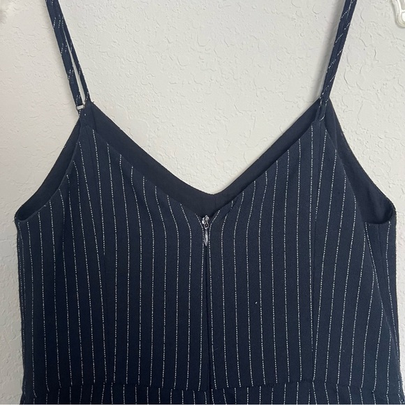Anthropologie The Essential Jumpsuit Size 0 Pinstriped Adjustable Straps V Neck - Picture 5 of 7